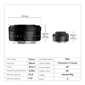 TTArtisan-lente De Camara Sin Espejo De Enfoque Automatico, 27mm, F2.8, APS-C, Para so Ny A5000, <span class=keywords><strong>A7RIII</strong></span>, ZVE10, F Uji Nik on - Product Image 2