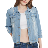 Veste en jean décontractée pour femme, collection hiver, ornée de perles et strass, coupe ample, grande taille, avec boutons décoratifs, imperméable – Offre spéciale