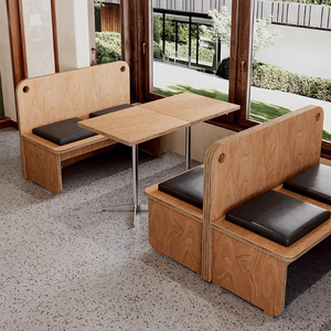 Popular Sofá de Cuero Estilo Antiguo para Cafetería, Área de Descanso, Combinación de Mesa y Sillas para Restaurante Occidental - Product Image 4