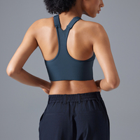 Soutien-gorge de sport à maintien élevé avec fermeture éclair frontale, antichoc, en nylon et élasthanne, bretelles réglables, couleur unie, pour l'entraînement et la course