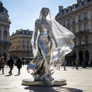 <span class=keywords><strong>Escultura</strong></span> <span class=keywords><strong>de</strong></span> <span class=keywords><strong>Mujer</strong></span> <span class=keywords><strong>con</strong></span> <span class=keywords><strong>Velo</strong></span> en Acero Inoxidable Pulido a Espejo Personalizada - Arte Metálico OEM/ODM para Plaza Urbana y Galería - Product Image 2