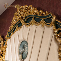 Lit double capitonné en bois massif blanc et or, style rétro européen de luxe, avec 4 tiroirs, tailles et couleurs personnalisables