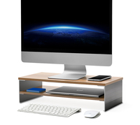 Support d'écran double niveau extensible Upergo en alliage d'aluminium et MDF, organiseur de bureau pour ordinateur portable, imprimante, cuisine