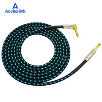 Cáp Bện Nylon 6.35Mm Guitar Mạ Vàng TS 6.35 Góc Phải Nam Cắm Cáp OFC 3 Mét Chiều Dài