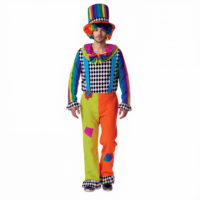 Costume de clown coloré pour adulte pour fête d'anniversaire Spectacle de cirque Costume de clown