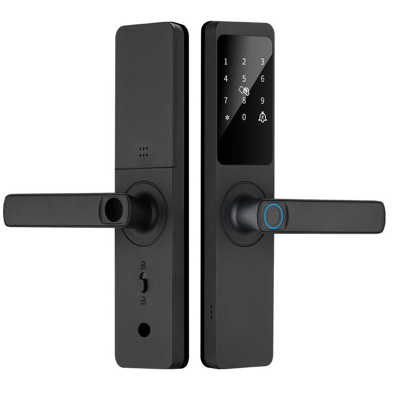 Multilingual Configuration Smart Front Door Lock WiFi APP Control Semi Automatic Fingerprint Electronic Password Key Card Lock · image 3