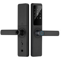 Serrure de porte intelligente multilingue avec contrôle WiFi par application, semi-automatique, empreinte digitale, mot de passe électronique et carte-clé