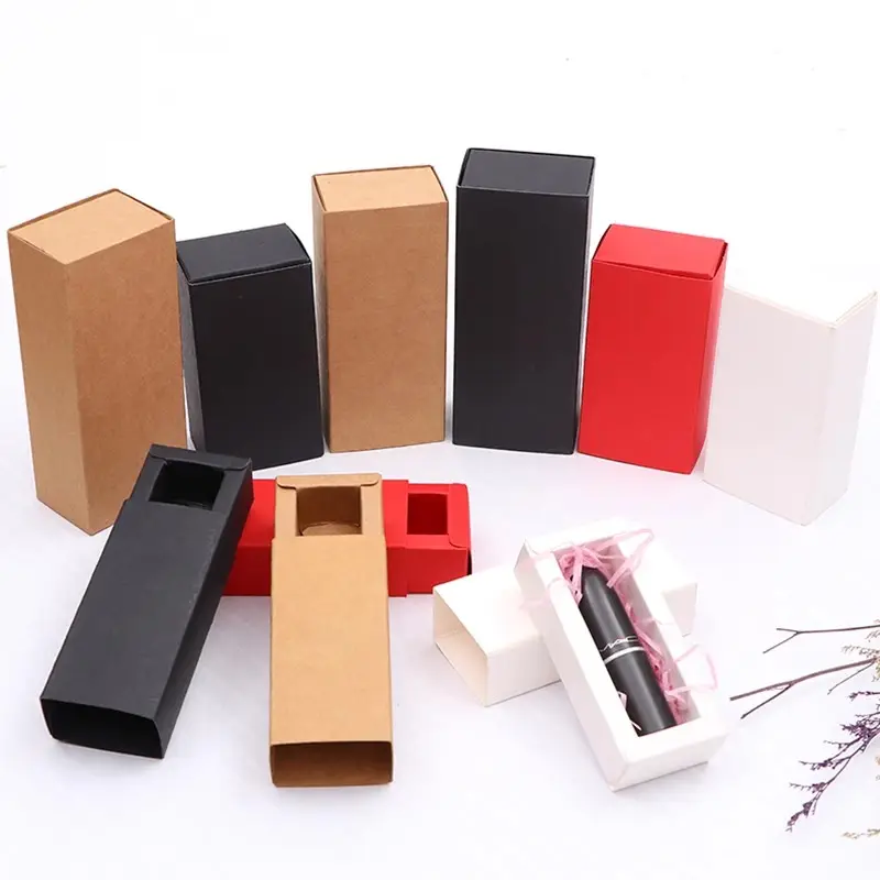 Cajón vacío Universal de embalaje negro/blanco/Rojo/papel Kraft pequeña caja de cosméticos brillo de labios tubo de aceite botella lápiz labial Cajas de Regalo