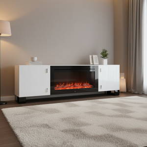 Moderna Consola Multimedia con Chimenea Eléctrica de 78 Pulgadas y 2 Gabinetes, Soporte para TV para Sala de Estar - Product Image 2
