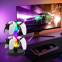 Soporte para Auriculares de Juego RGB con Sincronización de Música Activada por Sonido, Luz LED, Soporte Doble para Escritorio de Esports, Alimentado por USB