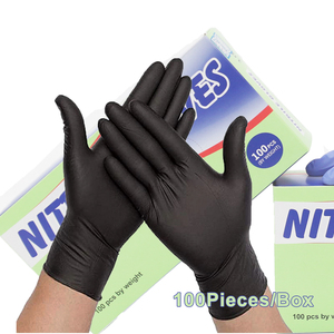 Gants de Protection en <span class=keywords><strong>Nitrile</strong></span> Noir Jetables, 100 Pièces, pour Examen et Sécurité, Directement des Fabricants - Product Image 1