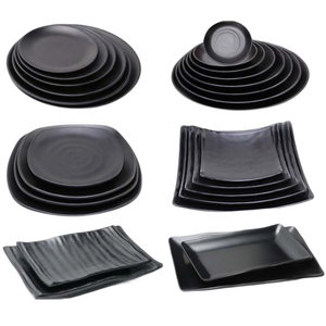 Vaisselle de table commerciale de haute qualité, nouveau design, logo personnalisé, <span class=keywords><strong>assiette</strong></span> à dîner en mélamine noire, service de table - Product Image 1