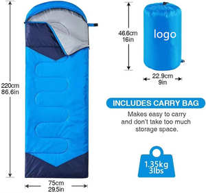 Sac de couchage de camping 3 saisons, type enveloppe, polyester, imperméable, léger, chaud et adapté aux températures fraîches, pour adultes, équipement de plein air - Product Image 2