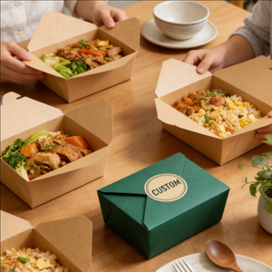 OEM ODM Restaurant Disposable 350ml <b>Takeaway</b> Food <b>Container</b> Custom Luxury Food Grade Kraft Paper Box Eco Friendly - Product Image 5