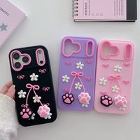 Nouvelle Coque de Téléphone Anti-Chute en Silicone avec Pendentif Patte de Chat Cartoon Tendance et Personnalisée Haut de Gamme pour iPhone 17 16 Pro Max Multicolore