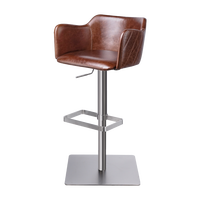 Tabouret de bar moderne et simple en cuir véritable de vachette, réglable en hauteur, style luxe léger, pour îlot de cuisine ou comptoir, HD-737D
