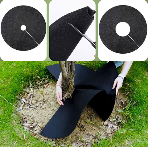 Black Eco-friendly Polyester Non-Woven Tree Rings Landscape Fabric Anti-Grass Cloth for Agricultural Weed Control Ground Cover