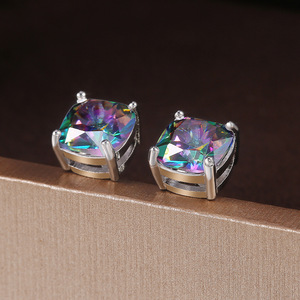 Pendientes de Cristal Blanco E604 con Engaste Geométrico, Joyería Unisex Minimalista para Uso Diario - Product Image 5