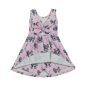Conjuntos de Ropa para Niñas Pequeñas, Vestido Tipo Skort de Yoga Rosa con Estampado de Vaca, Poliéster/Algodón, Sin Mangas, Venta al Por Mayor - Product Image 3