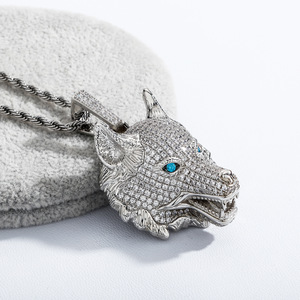Colgante de circón con cabeza de lobo <span class=keywords><strong>en</strong></span> la espalda, joyería de oro de 14K para teléfono, estilo Hip Hop europeo y americano - Product Image 1