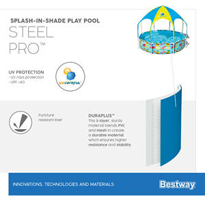 Bestway 56432 <strong>Splash</strong> Frame <strong>Pool</strong> in Shade with a Sun Canopy and Sprinkler Above Ground <strong>Swimming</strong> Paddling <strong>Pool</strong> - Product Image 6