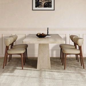 Mesa de Comedor de Piedra Multifuncional de Estilo Retro Moderno Francés con Combinación de Sillas, Sensación de Alta Gama, 6 Plazas, para Uso en Restaurantes - Product Image 4