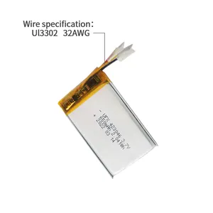 중국 리튬 배터리 기술 사용자 정의 트리머 UFX 423046 650mAh 3.7V 폴리머 리튬 충전식 배터리