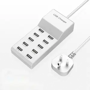 AC Stopcontacten Usb Oplader Overspanningsbeveiliging Extension Socket Met Smart 10 Usb Uitgang Laadstation Voor Mobiele Telefoon Laptops