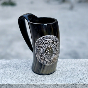 Jarra Tradicional Vikinga de Cuerno de Buey, Jarra para Beber, Pulida, Ecológica, Jarra de Cerveza, Artículos de Bar, Tallada a Mano, MUAWIYAH HANDICRAFT - Product Image 1