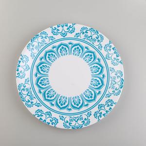 Plato de Servir de Melamina Duradero de 10 Pulgadas con Estampado de Calcomanía Cerámica con Diseño de Plantas Orientales, Amarillo - Product Image 4