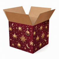 Boîte en carton ondulé personnalisée bordeaux et or pour Noël, emballage cadeau imprimé pour les marques de boîtes d'expédition de détail et de gros pour les fêtes