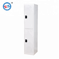 Casiers à 2 portes en métal en acier Porte simple Armoire à vêtements à 2 niveaux en acier avec tige de suspension