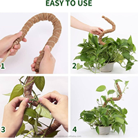 Poteau en mousse naturelle pliable avec manche en bois pour plantes grimpantes, support écologique pour jardin domestique, vente en gros