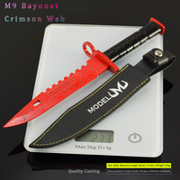 CSGO M9 baïonnette Crimson Web 26CM poignard en métal avec gaine en cuir gravé armure tactique artisanat modèle militaire à collectionner
