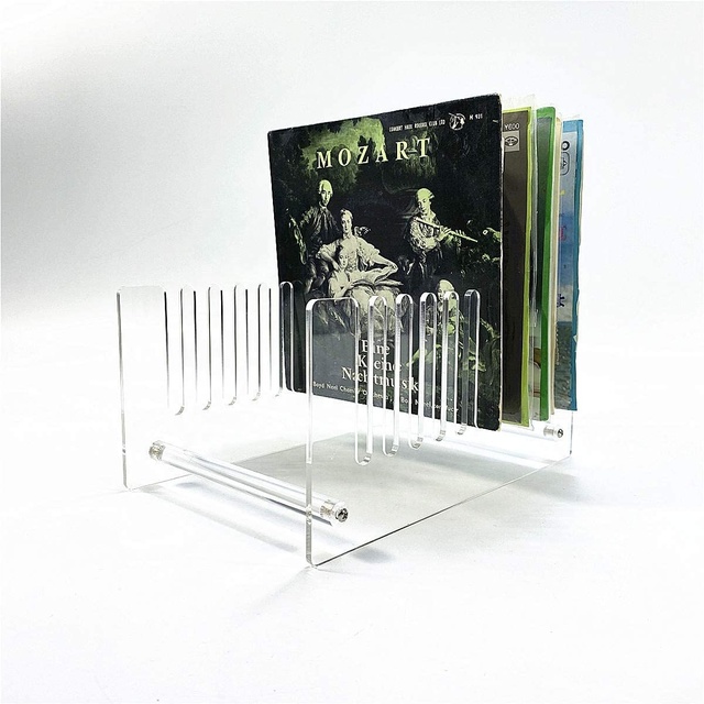 Wholesale Custom OEM Transparent Acrylic Album LP Vinyl Record Storage Rack Display Stand Acrylic Cd Rack for Retail