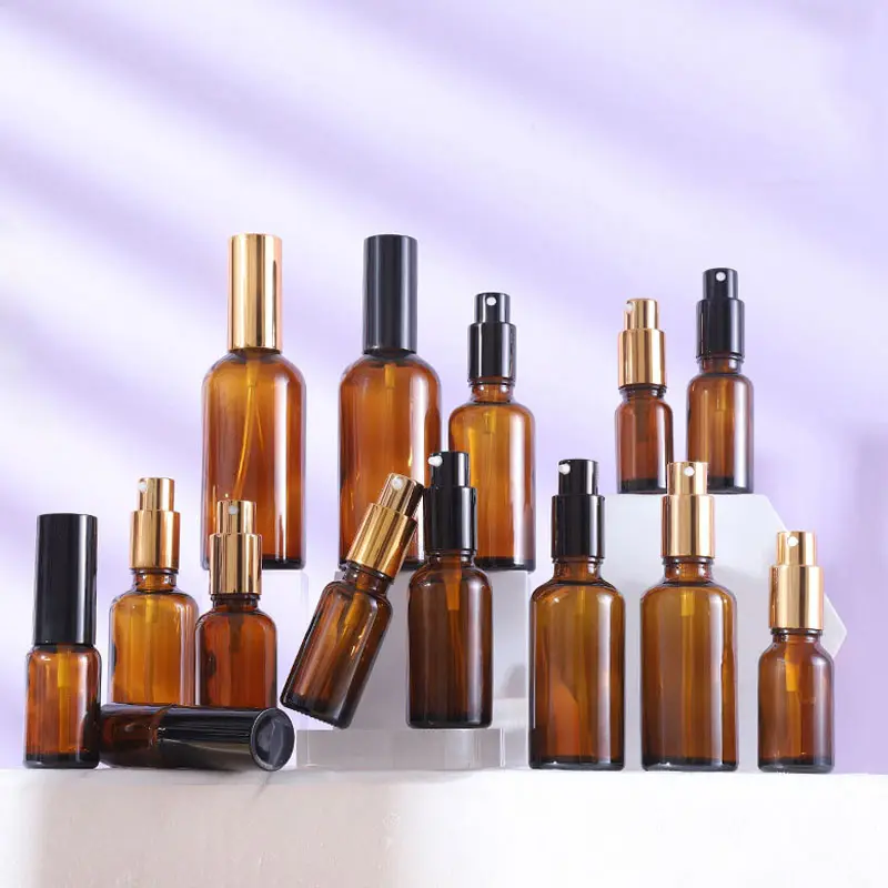 Etichetta personalizzata 15 20 30 50 100ml flacone Spray in vetro barba bottiglie di olio per capelli ambra aromaterapia bottiglia di vetro olio essenziale con tappo