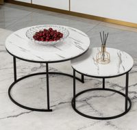 Ensemble de deux tables basses modernes pour café et thé, plateau en MDF, pieds en métal, design écologique et durable, pour salon, chambre à coucher, salle à manger