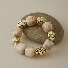 Luoyan rétro <span class=keywords><strong>Couple</strong></span> connecté Bracelet personnalité bricolage bijoux faits à la main élastique résine irrégulière 14mm perles Bracelet fabricant - Product Image 5