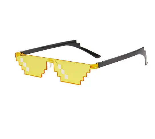 Mosaico Pixel Gafas Alrededor del mundo Gafas de sol Hombres Mujeres Fiesta Retro Segundo elemento negro Gafas de sol