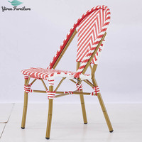 Chaise de bistrot française moderne en rotin et aluminium pour extérieur, balcon et café, idéale pour l'utilisation en jardin et dans les cafés - Vente en gros à prix réduit