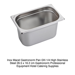 Recipiente para Alimentos GN 1/4 de Acero Inoxidable 18/10, 26.5 × 16.2 × 15 h cm, 598 g, Inox, Macel - Product Image 2