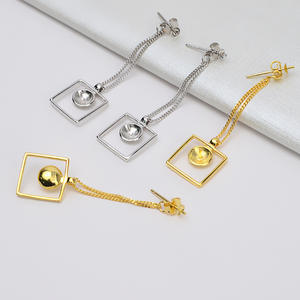 Boucles d'oreilles en argent S925, grande goutte d'eau, tendance, perle baroque, support creux, accessoire irrégulier DIY, 5547 - Product Image 2