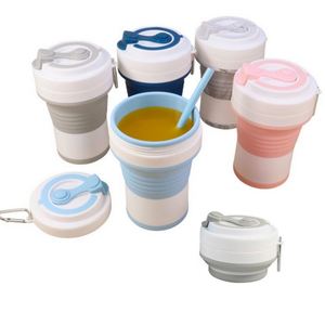 Custom Folding <b>Cup</b> 350ml 550 ML Collapsible Reusable Travel Water Bottle Foldable <b>Plastic</b> <b>Cup</b> Silicone Coffee Mug <b>Cups</b> with Lids - Product Image 4