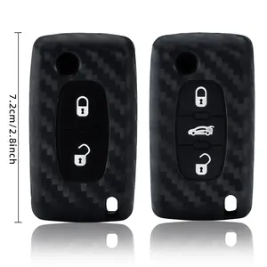 Étui de protection pour <span class=keywords><strong>clé</strong></span> à <span class=keywords><strong>2</strong></span> ou 3 <span class=keywords><strong>boutons</strong></span> pour Citroën C-Crosser <span class=keywords><strong>C3</strong></span> C4 Picasso Berlingo, compatible Peugeot Partner Tepee 207 307 308 407, avec porte-clés - Product Image 6