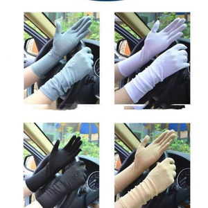Gants en polyester blanc de longueur moyenne pour femmes, broderie de crème solaire d'été à haute élasticité, nouvelle étiquette, gants minces en gros - Product Image 5