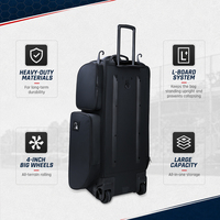 Sac de sport à roulettes KOP grande capacité, robuste et personnalisé pour équipement de softball et de baseball, prêt à être expédié, pour joueurs et attrapeurs