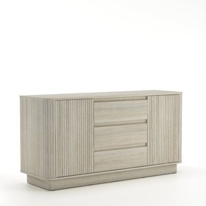 Buffet moderne à cotes côtelées avec poignées dorées et design à bords arrondis - Product Image 2