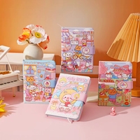 Étudiant rose Kawaii dessin animé livre enfants couverture rigide en cuir PU Journal aimant mignon cahier pour filles emballage personnalisé ZHE
