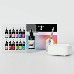 En Gros Peinture Acrylique Aérographe Effet Ombre, Spray Préparateur UV, Kit de Gel Nail Art, Spray <span class=keywords><strong>Ongles</strong></span> Ombre, Encre 12 Couleurs Avec <span class=keywords><strong>Pochoir</strong></span> Aérographe - Product Image 1