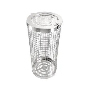 Outdoor 304 aço inoxidável BBQ Cylinder Grill Tube,Round Mesh Barbecue Rack,Rolling Camping Barbecue Wire Net Tool